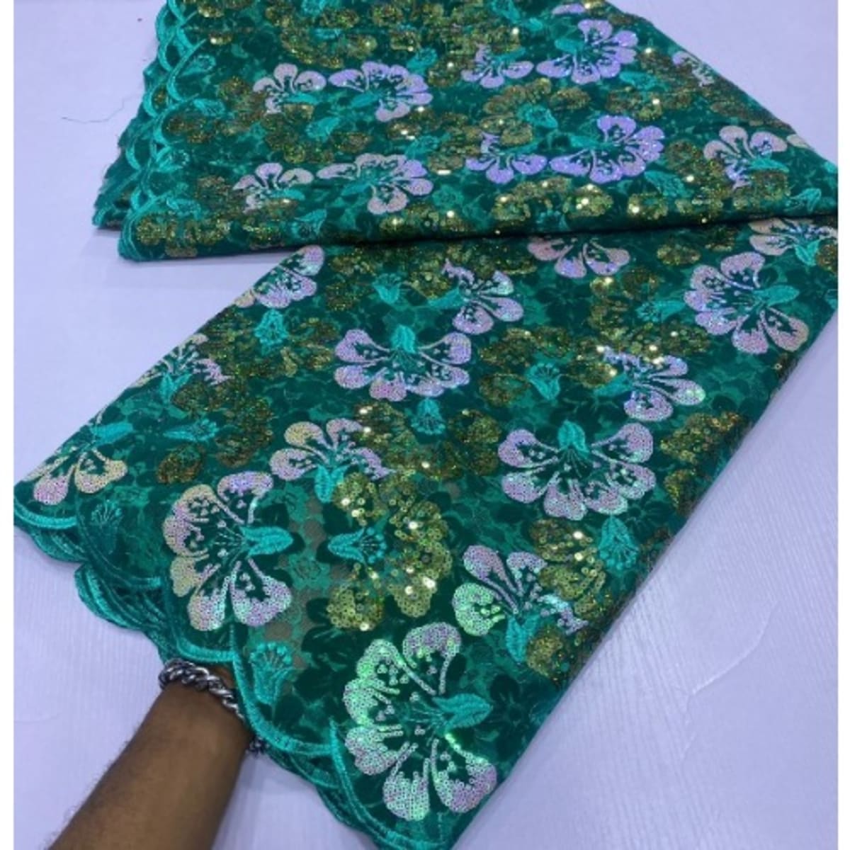 Fashion Quality Women Lace Fabric 5 Yards-mint Green price from