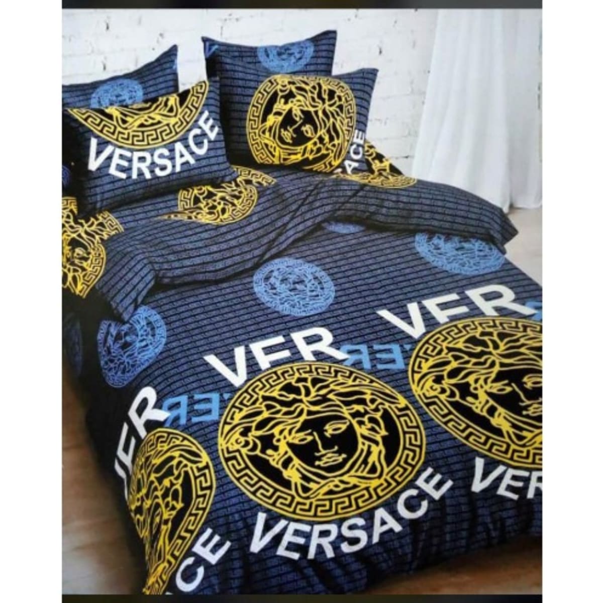 Versace Themed Bedding Set Duvet Bedspread With 4 Pillow Cases