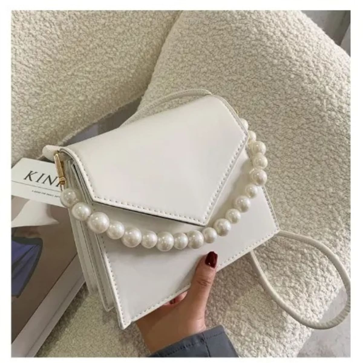 White cheap beaded bag