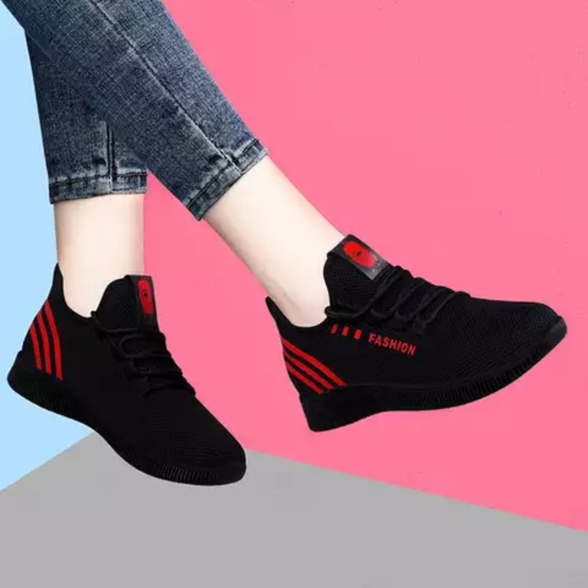 Red and black casual shoes clearance