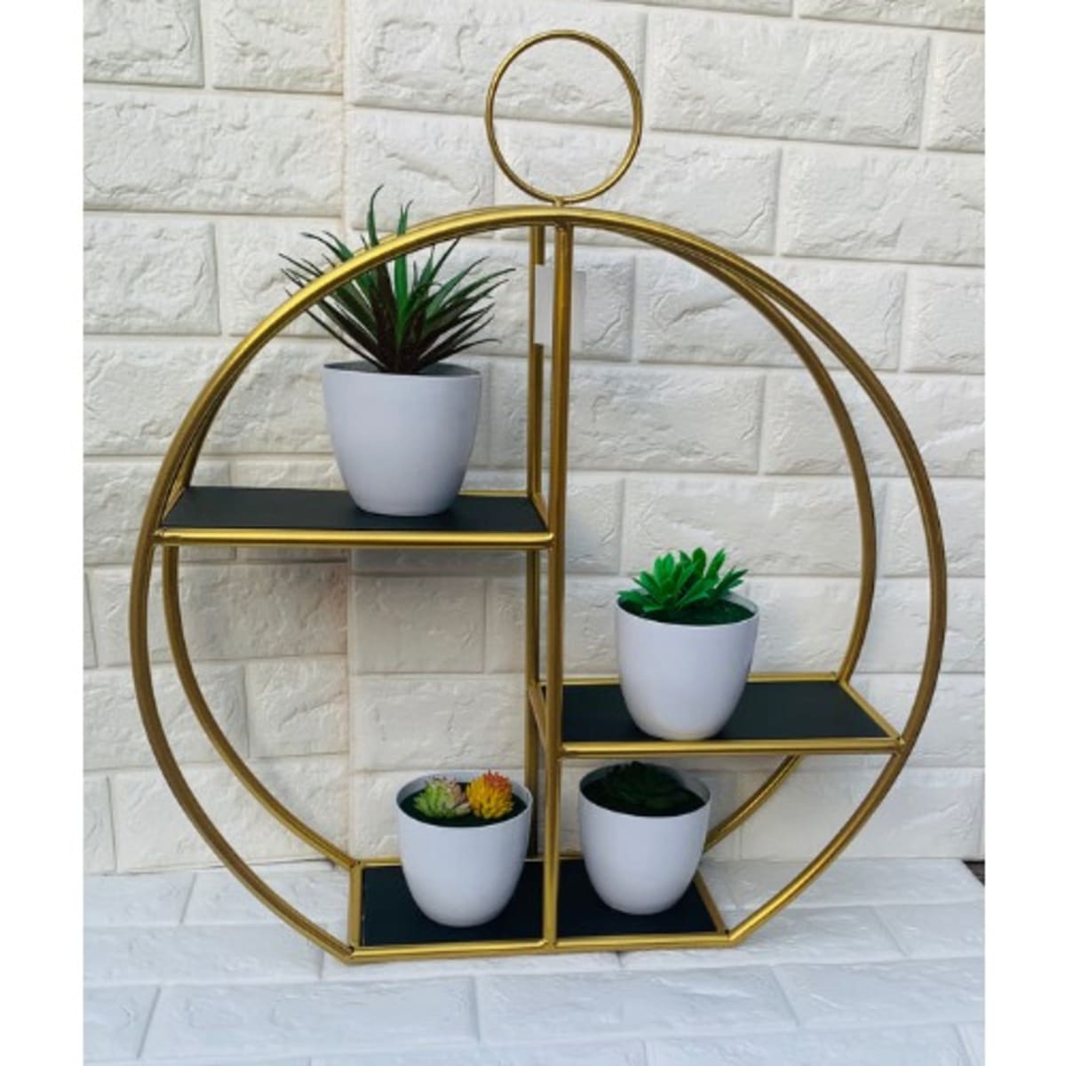 Gold round shelf unit deals
