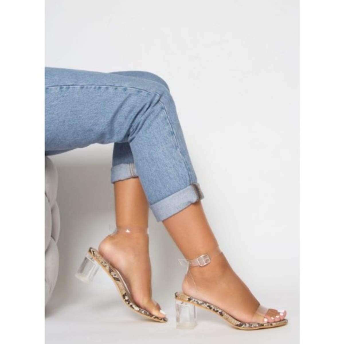 Clear strap deals low block heels