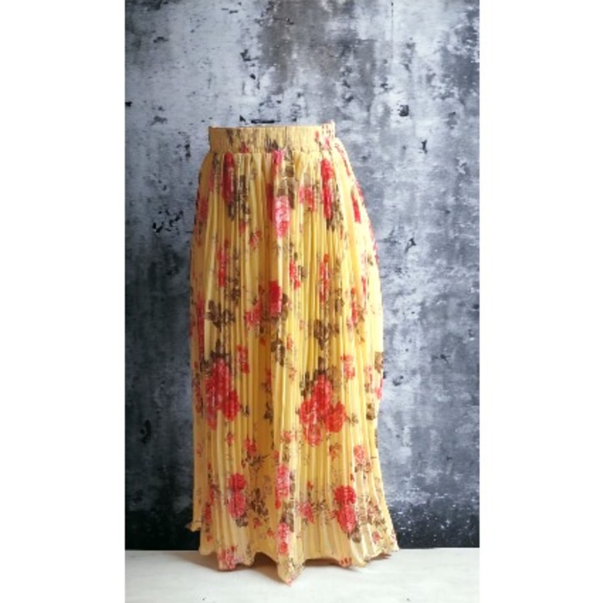 Mustard floral 2024 maxi skirt