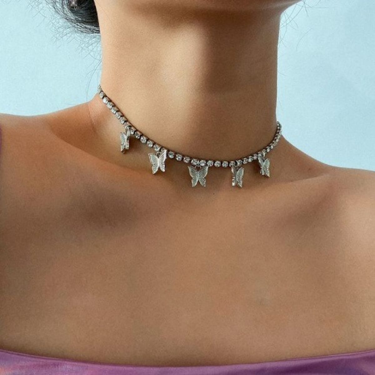 Butterfly choker silver online