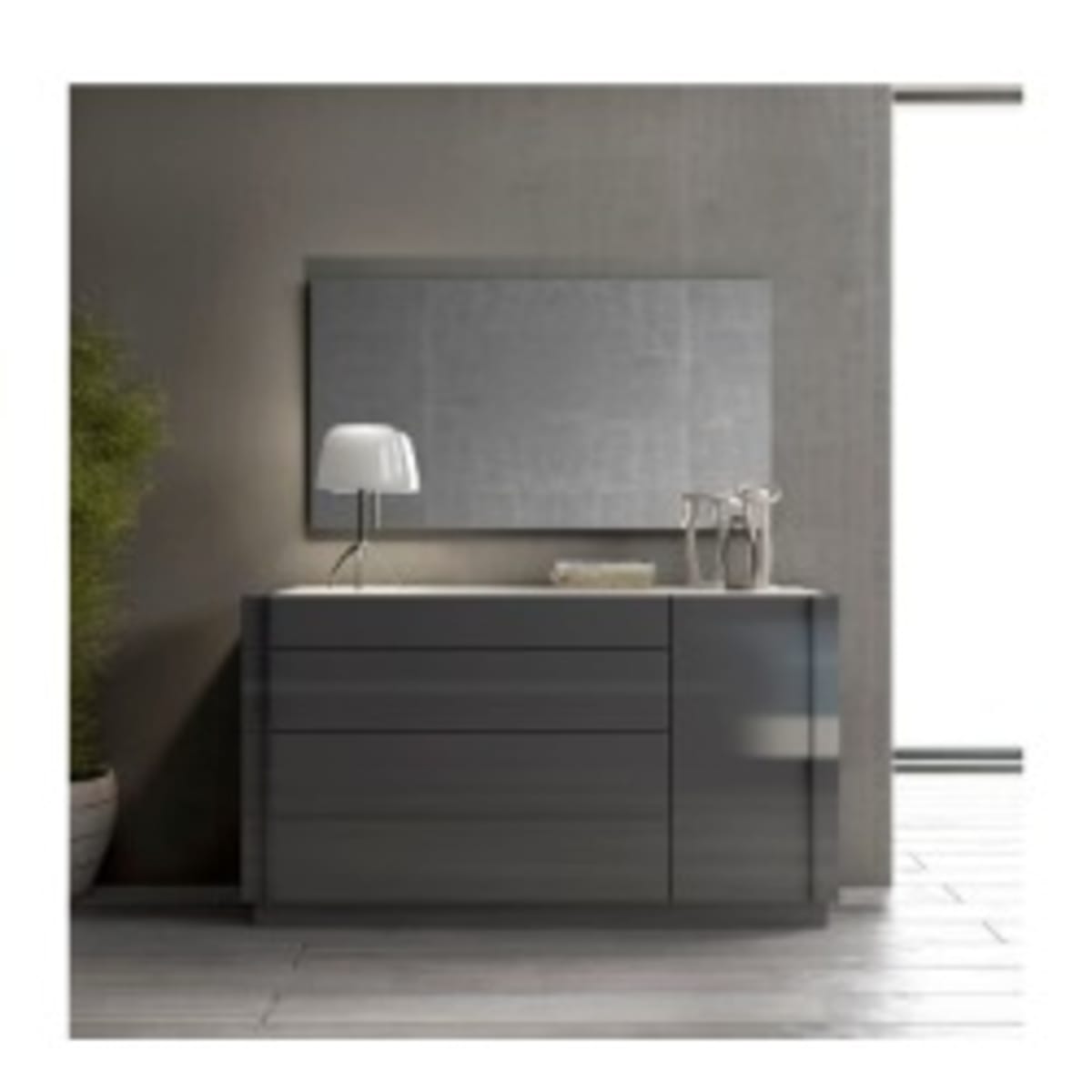 Gray lacquer shop dresser