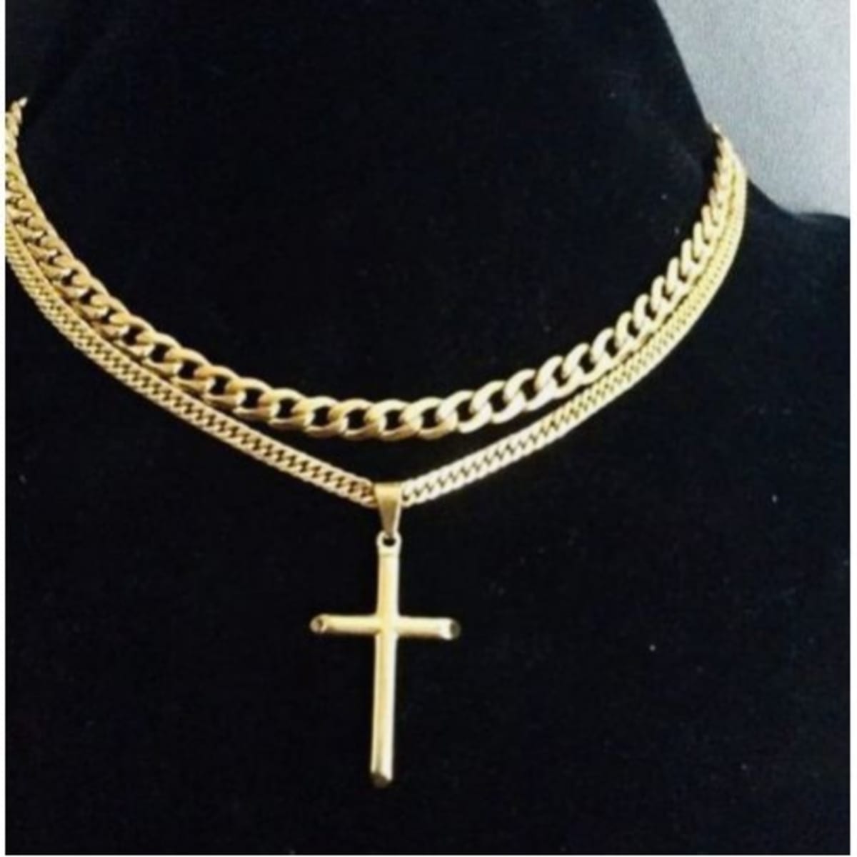 Gold cuban clearance chain with cross