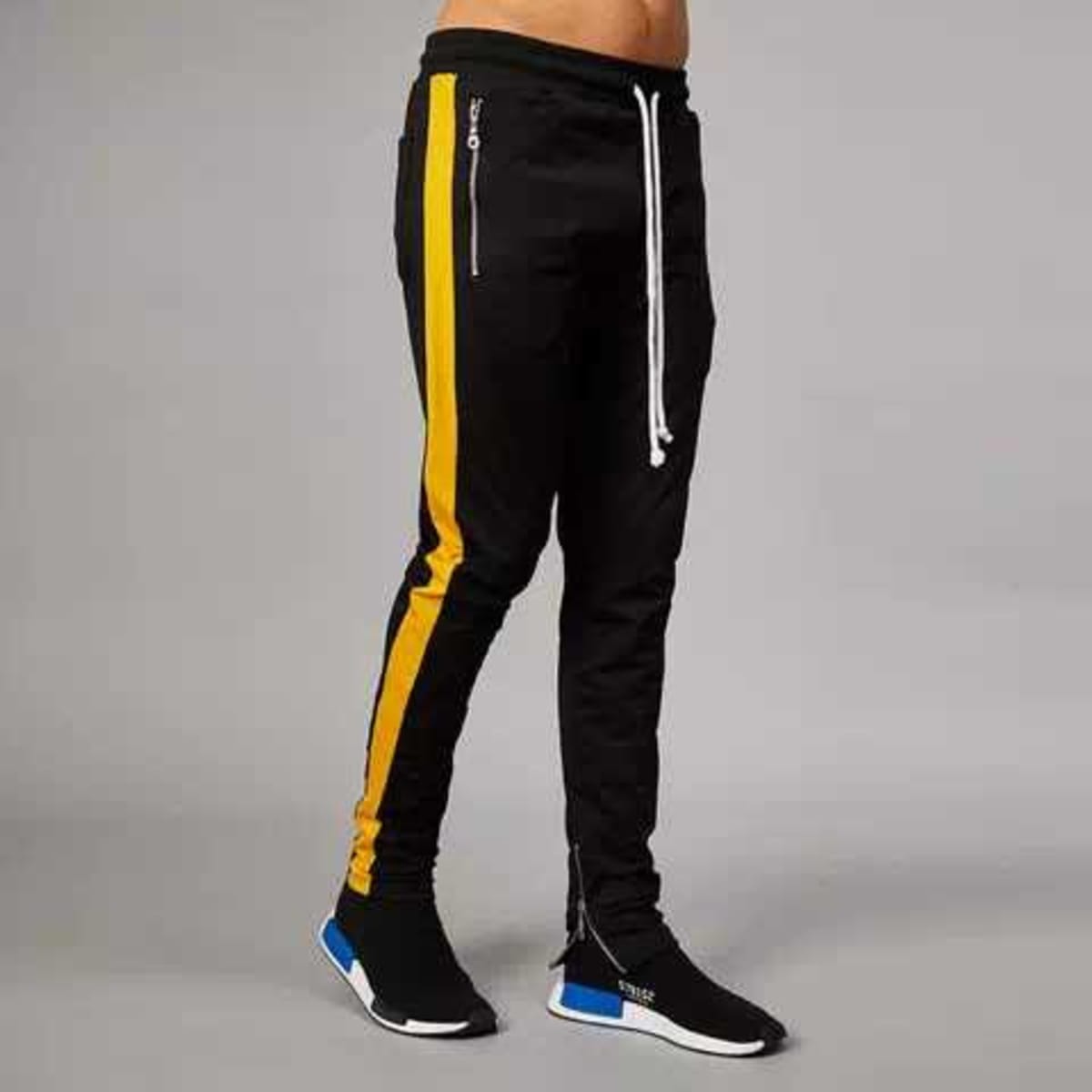 Yellow best sale black joggers