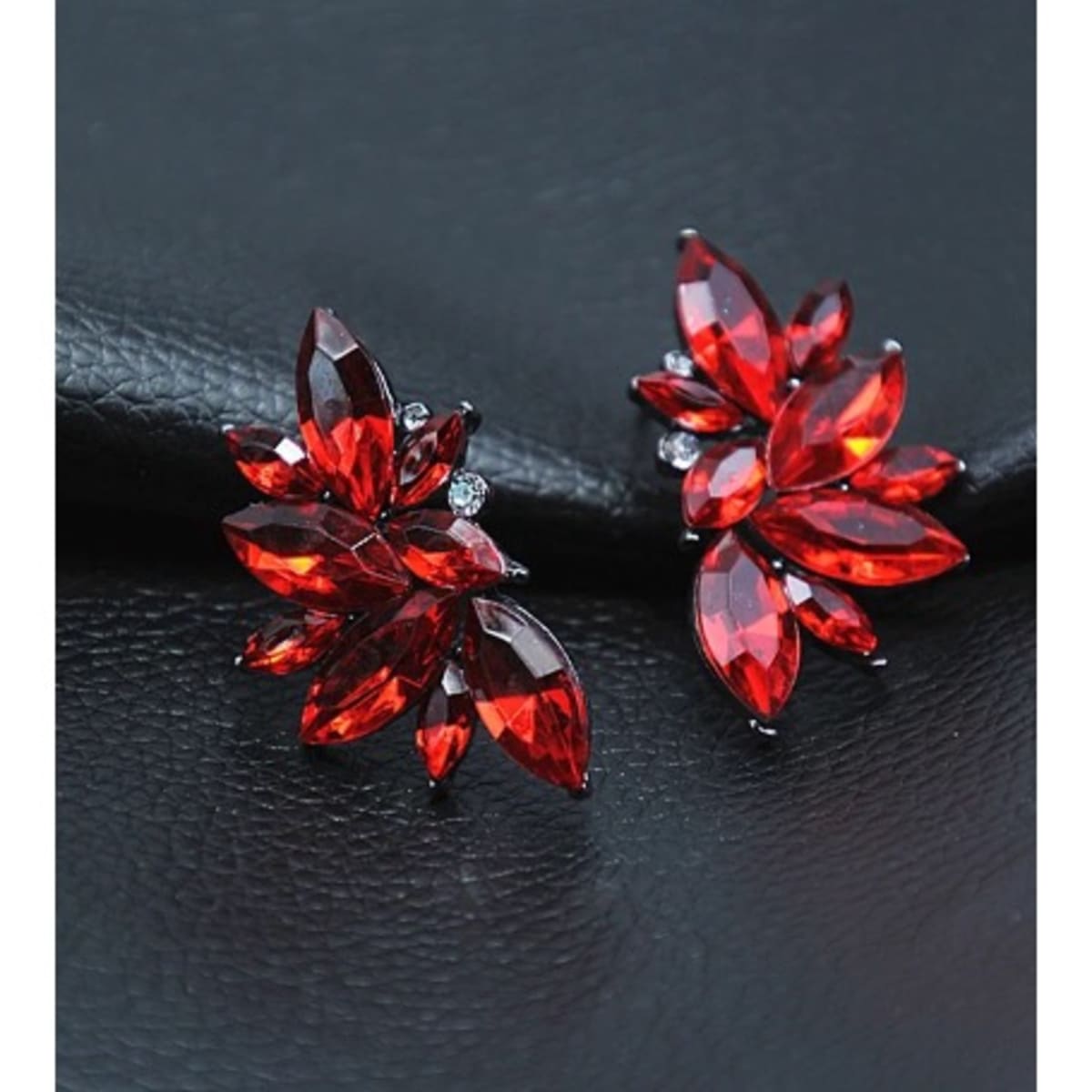 Red crystal sales stud earrings