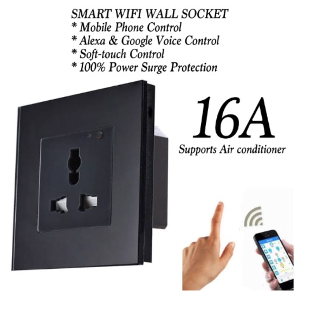 Wifi Smart Wall Switch 4 Gang And Socket 16a Set Home Automation With  Remote Control