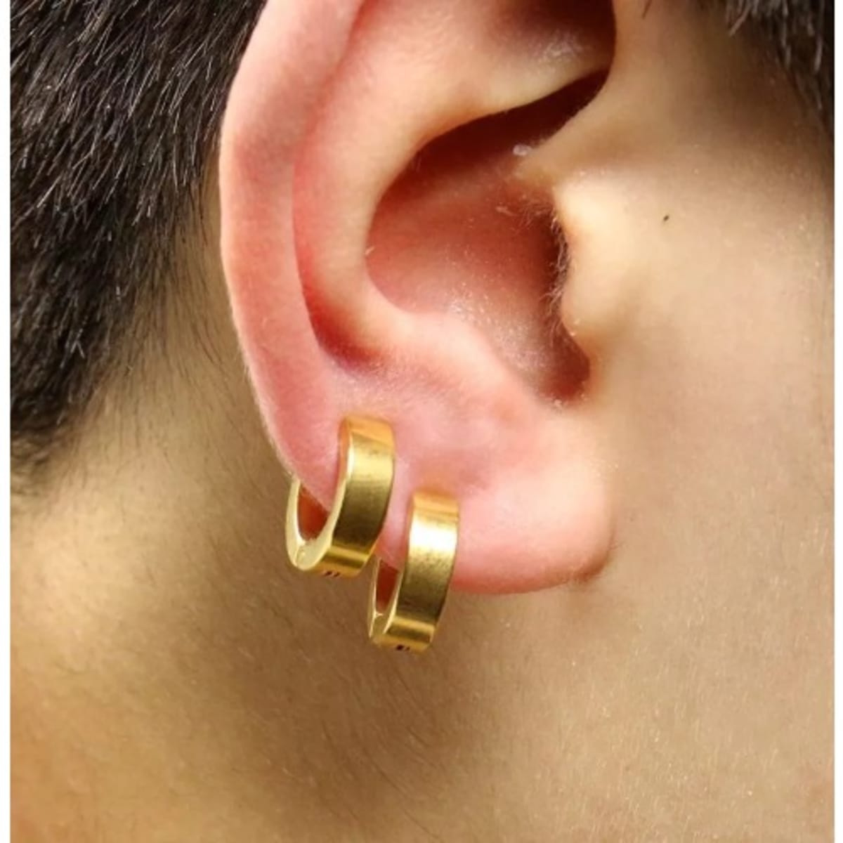 Fashion Jewelry 2pcs Unisex Steel Non Piercing Hoop Earrings