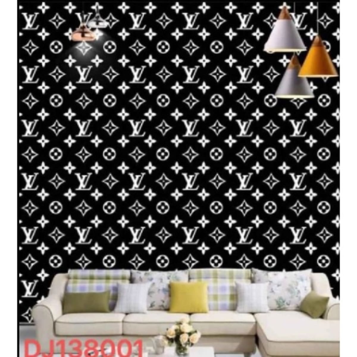 A&S Lv Inspired 3d Wallpaper - Black/yellow Gold - 5.3 Sqm