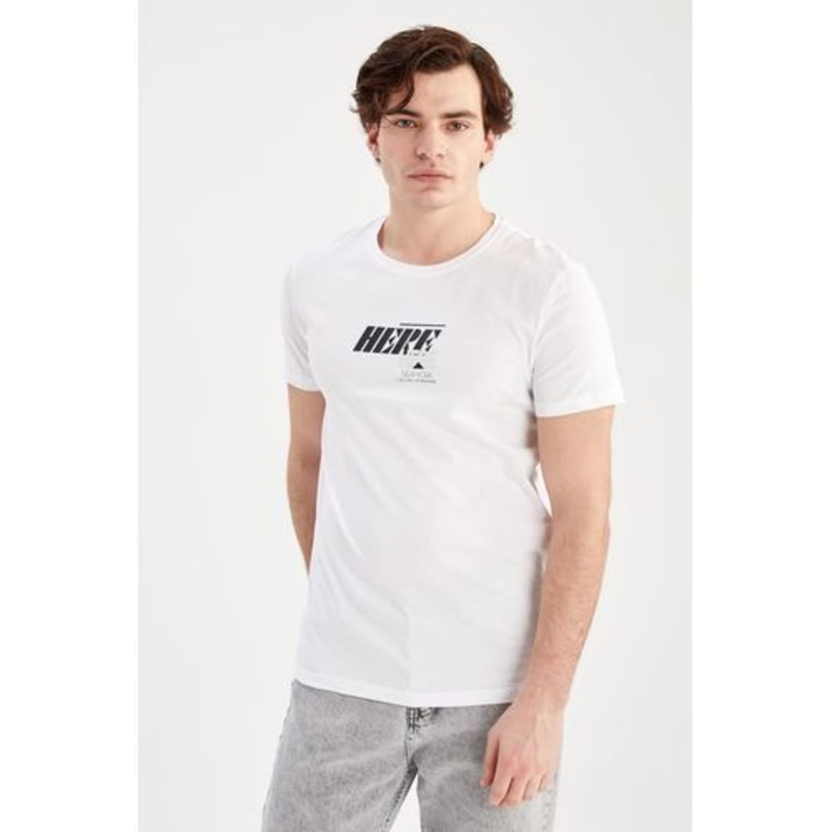 Grey joggers on sale white t shirt