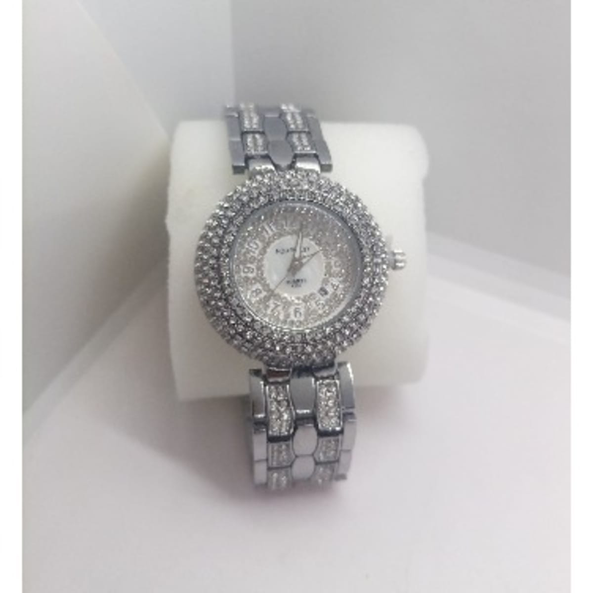 Forecast Round Faced Rhinestone Ladies Wrist Watch Silver