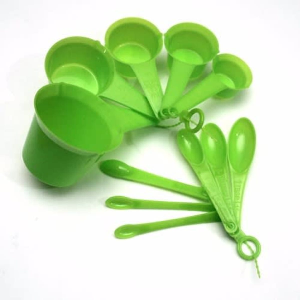 Green on Black Measuring Cups and Spoons Set