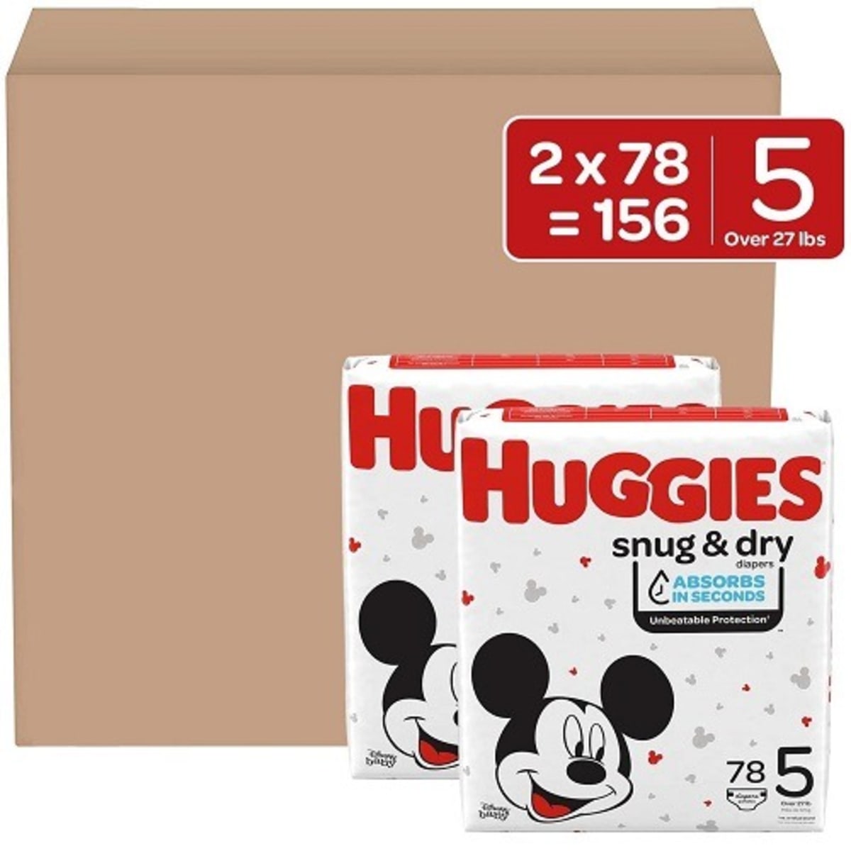 Huggies Snug And Dry Baby Diapers Size 5 156Counts Konga