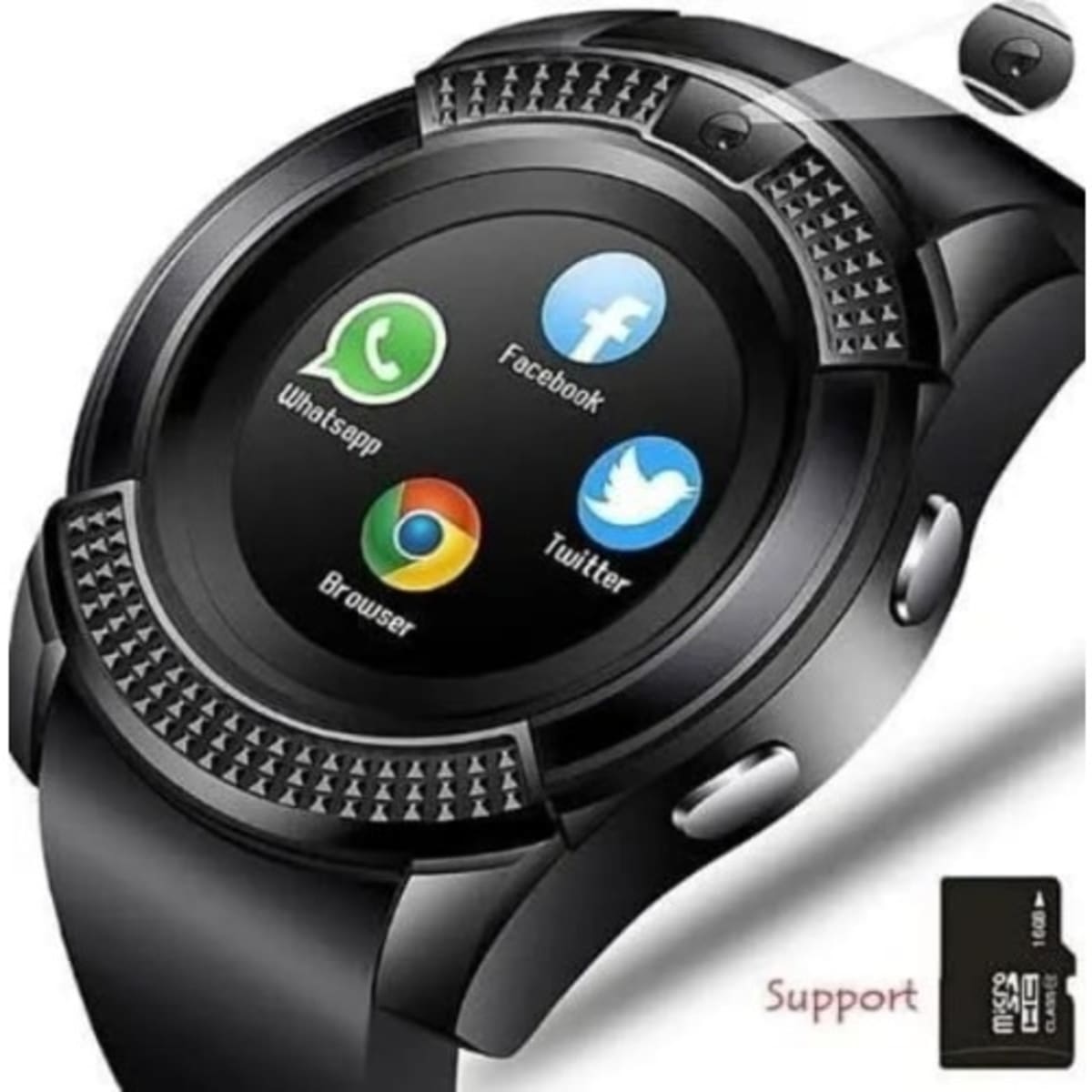 V8 Smart Watches With Camera Sim Card Slot Black Konga