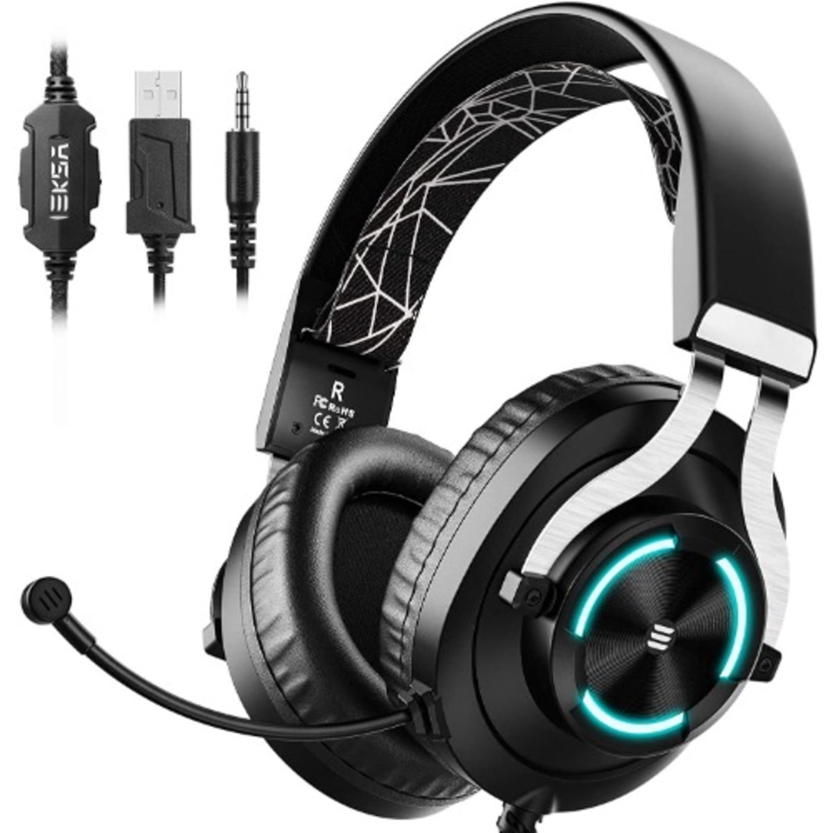 Gaming Headset With Noise Cancelling Mic Rgb Light Konga