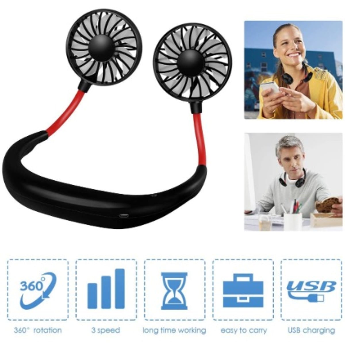 Portable hanging sales neck fan