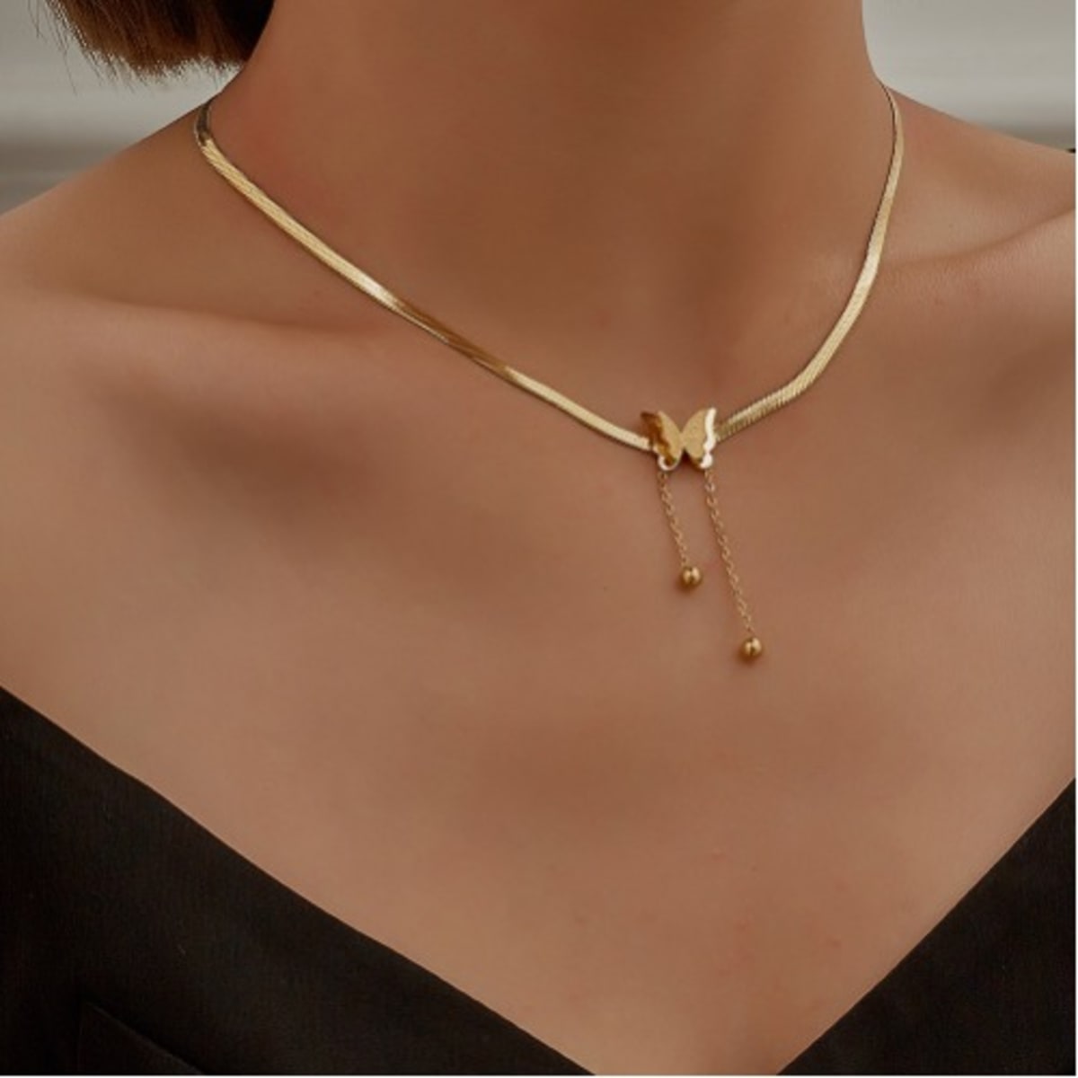 Gold chain butterfly necklace sale
