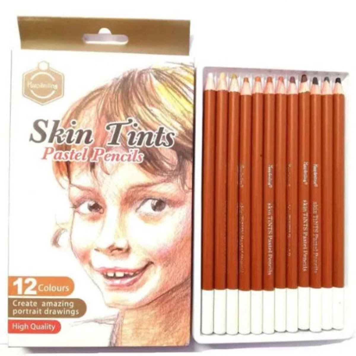 12pcs Professional Soft Pastel Pencils Wood Skin Tint Pastel