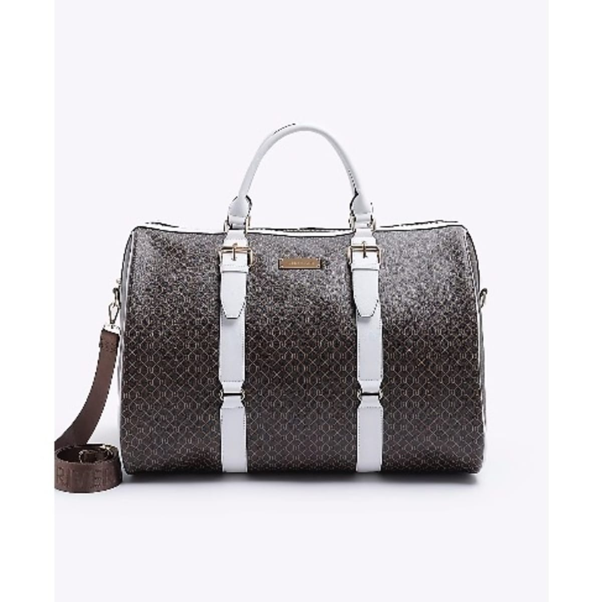 River island monogram weekender bag sale