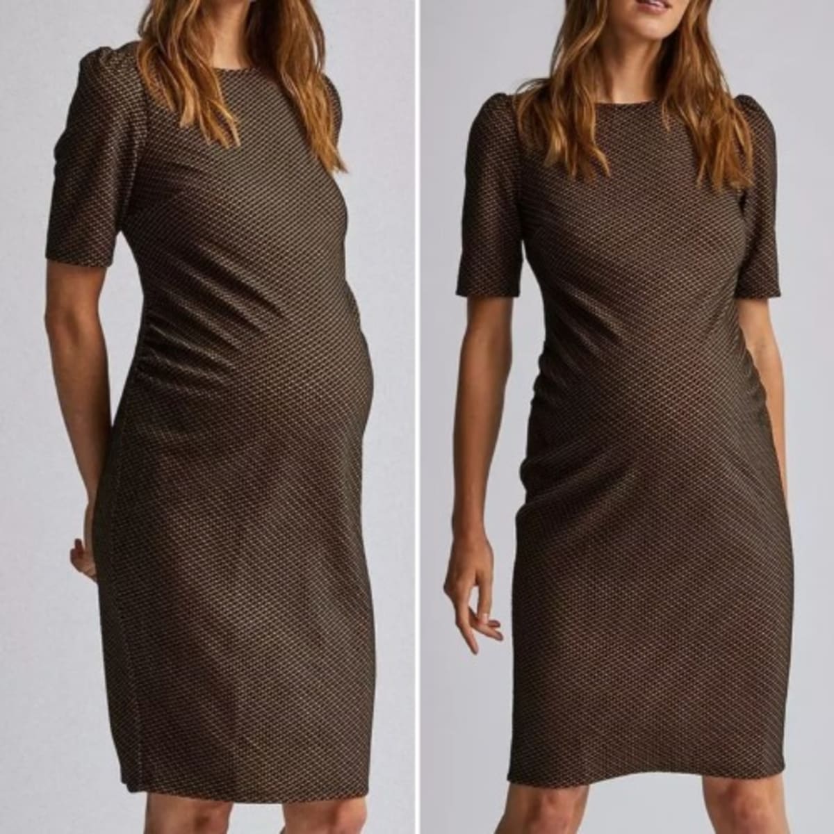 Dorothy Perkins Geometric Ruched Side Brown And Black Maternity