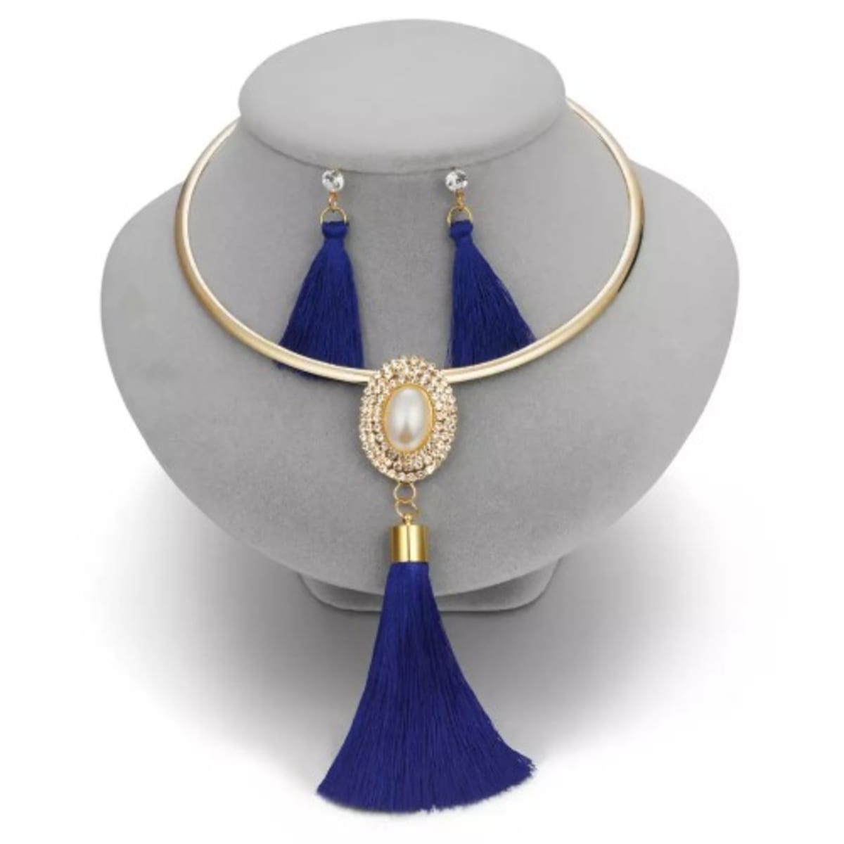 Tassel Necklace Earrings Jewelry Set Blue Konga Online Shopping