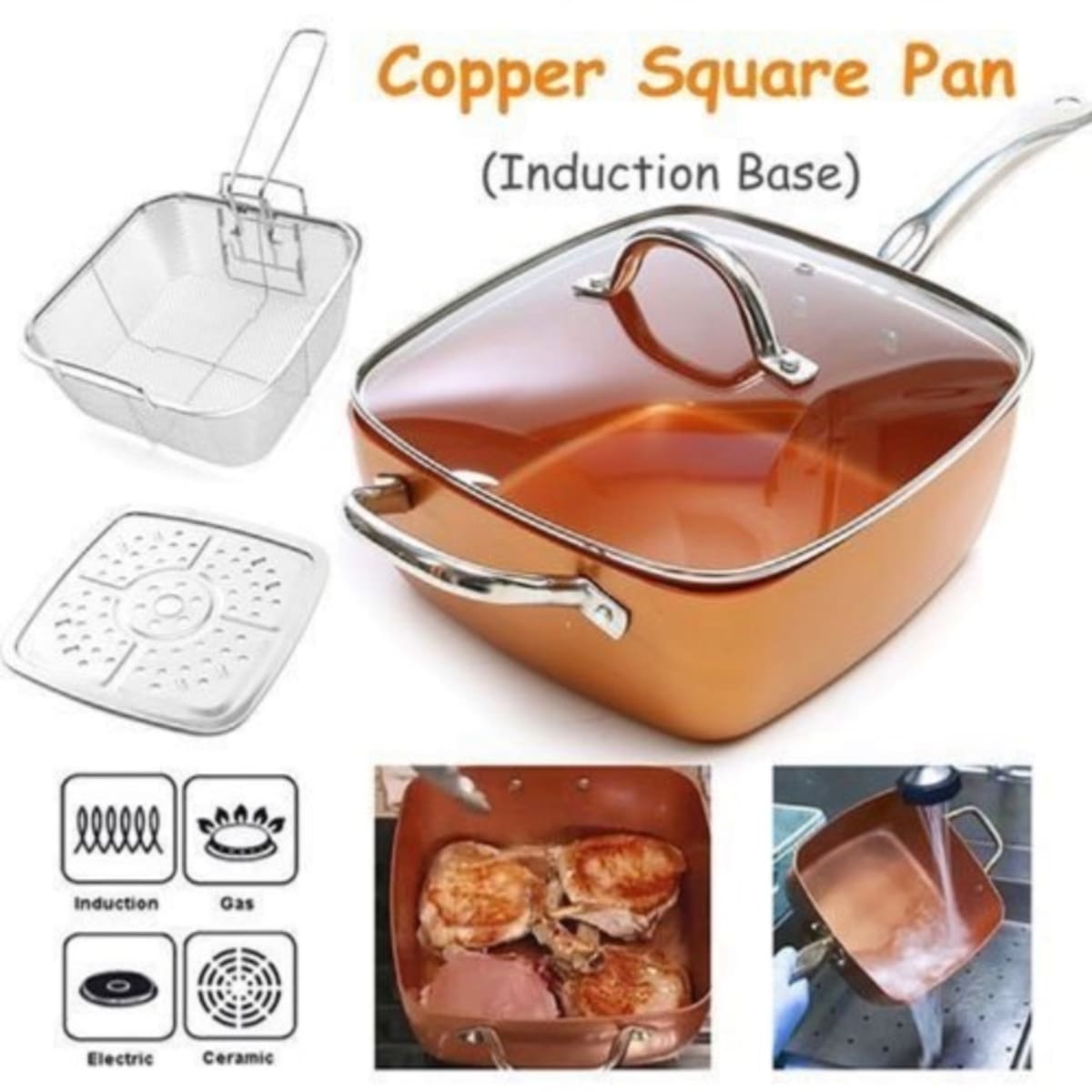 Square pan deals copper