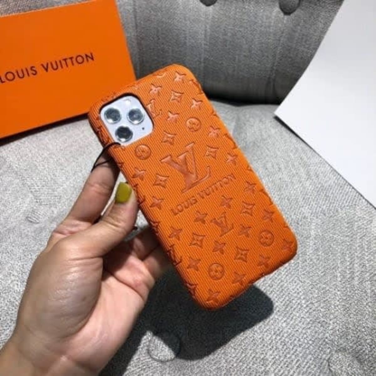 Louis Vuitton Lv-inspired Back Case For Iphone 11 Pro Max - Orange