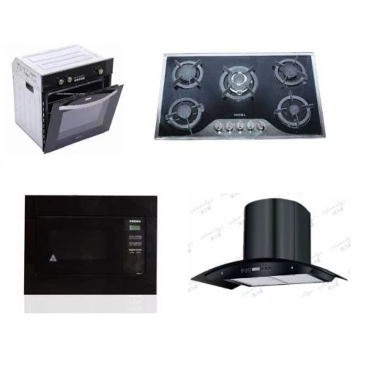 5 Burner Electric Oven Carbon Filter Range Microwave