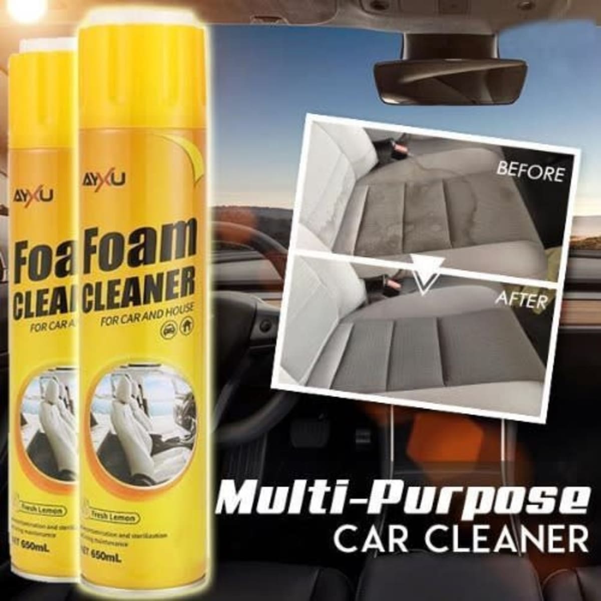 MultiFunctional AXYU Foam Cleaner Spray to Clean Car & House Lemon
