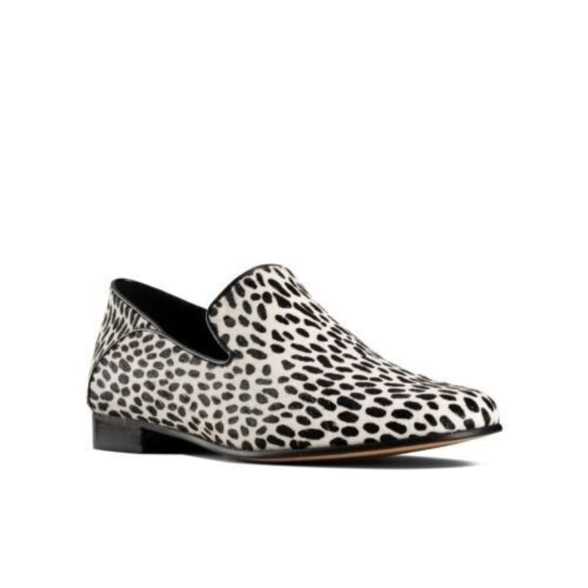 Clarks Women Pure Viola Leather Loafer Black And White Konga