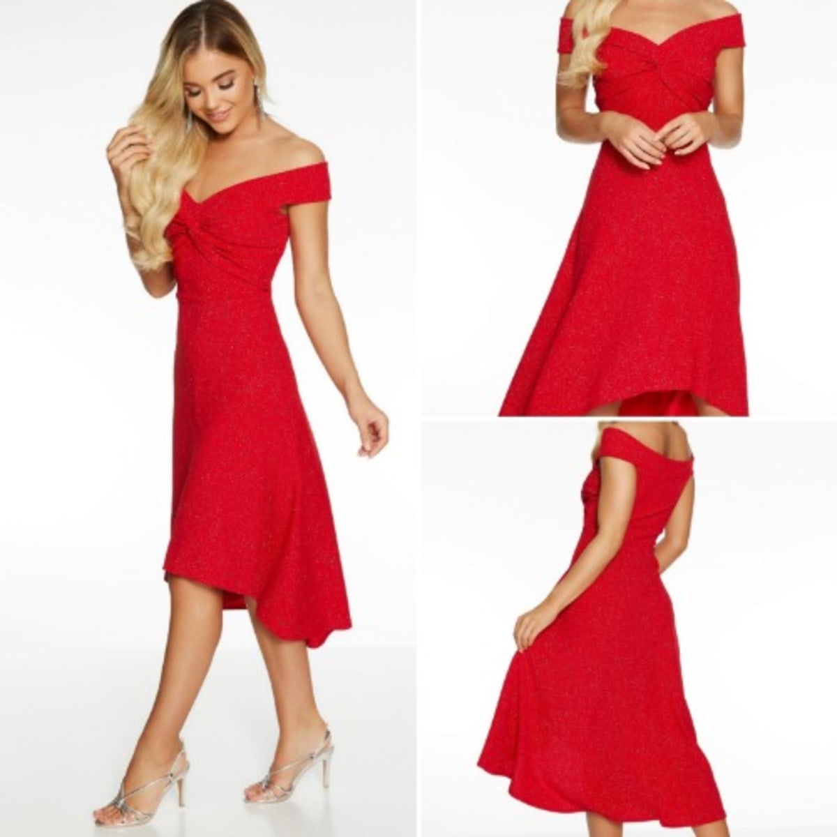 Quiz Glitters Bardot Dress Red Konga Online Shopping