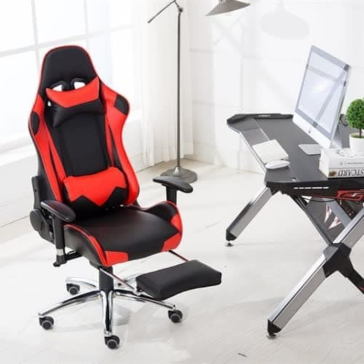 Video Game Chair With Lumbar Massage Support Footrest Konga
