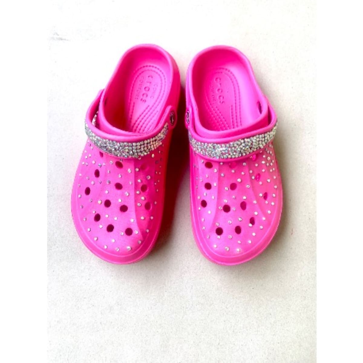 Purple and top pink crocs
