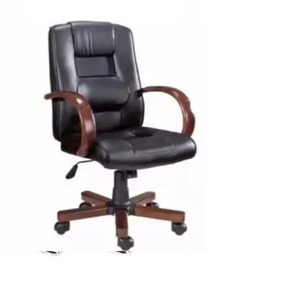 Executive Leather Office Chair With Furnish Wooden Leg And Arm