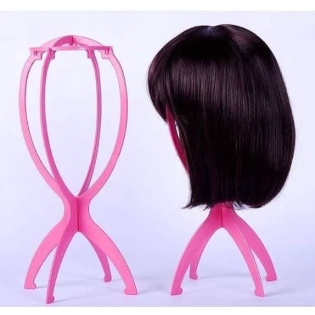 Pink wig on sale holder