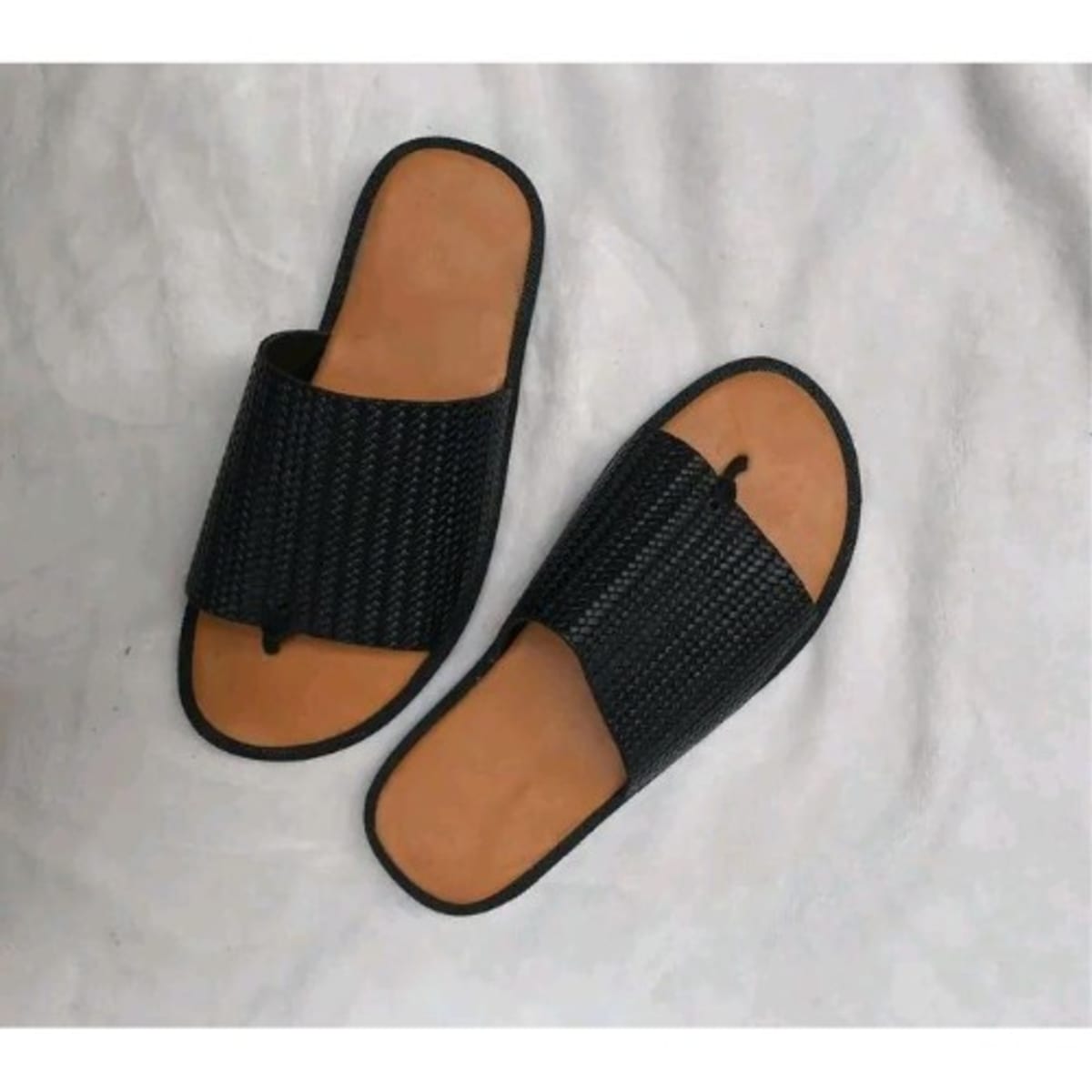 Mens Cover Pam Slippers With Toe - Black/brown
