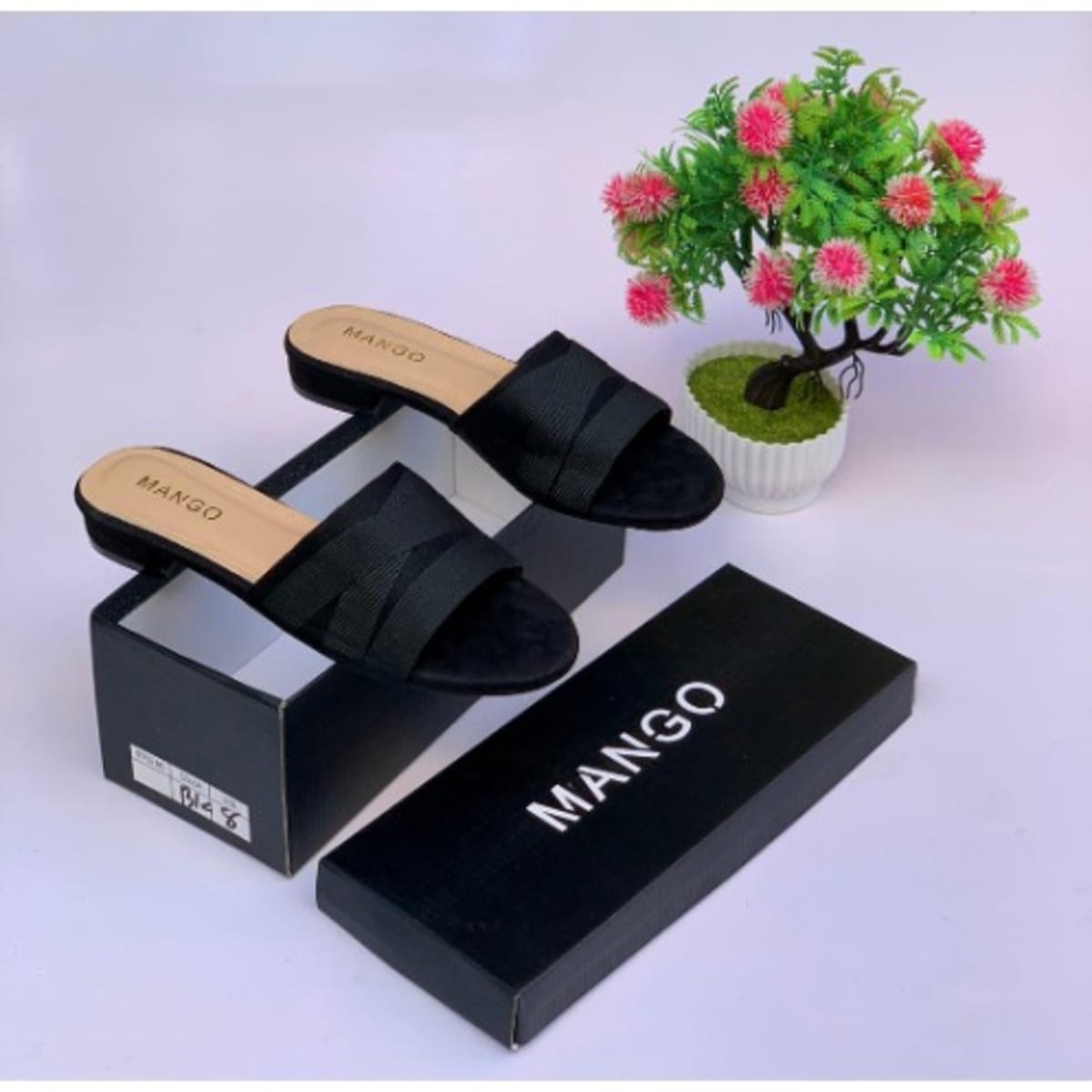 Black plain slippers sales