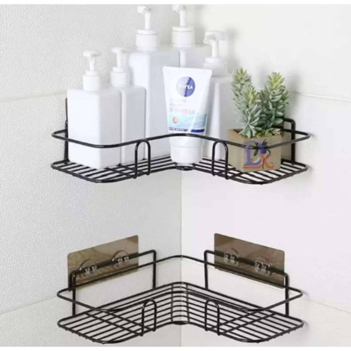 steel Self-Adhesive Metal Bathroom Corner Rack Storage Shelves