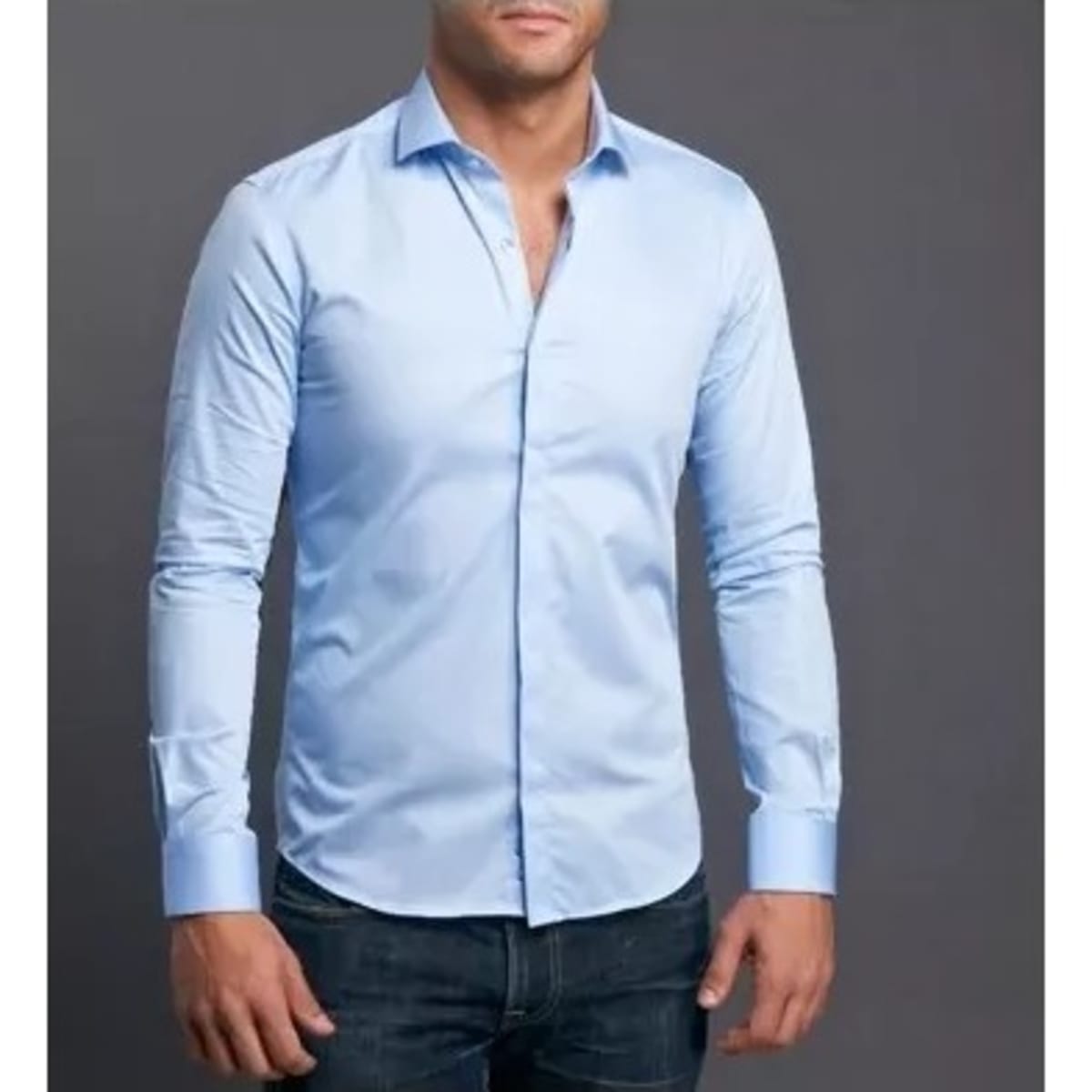 Men's Long Sleeve Shirt - Sky Blue