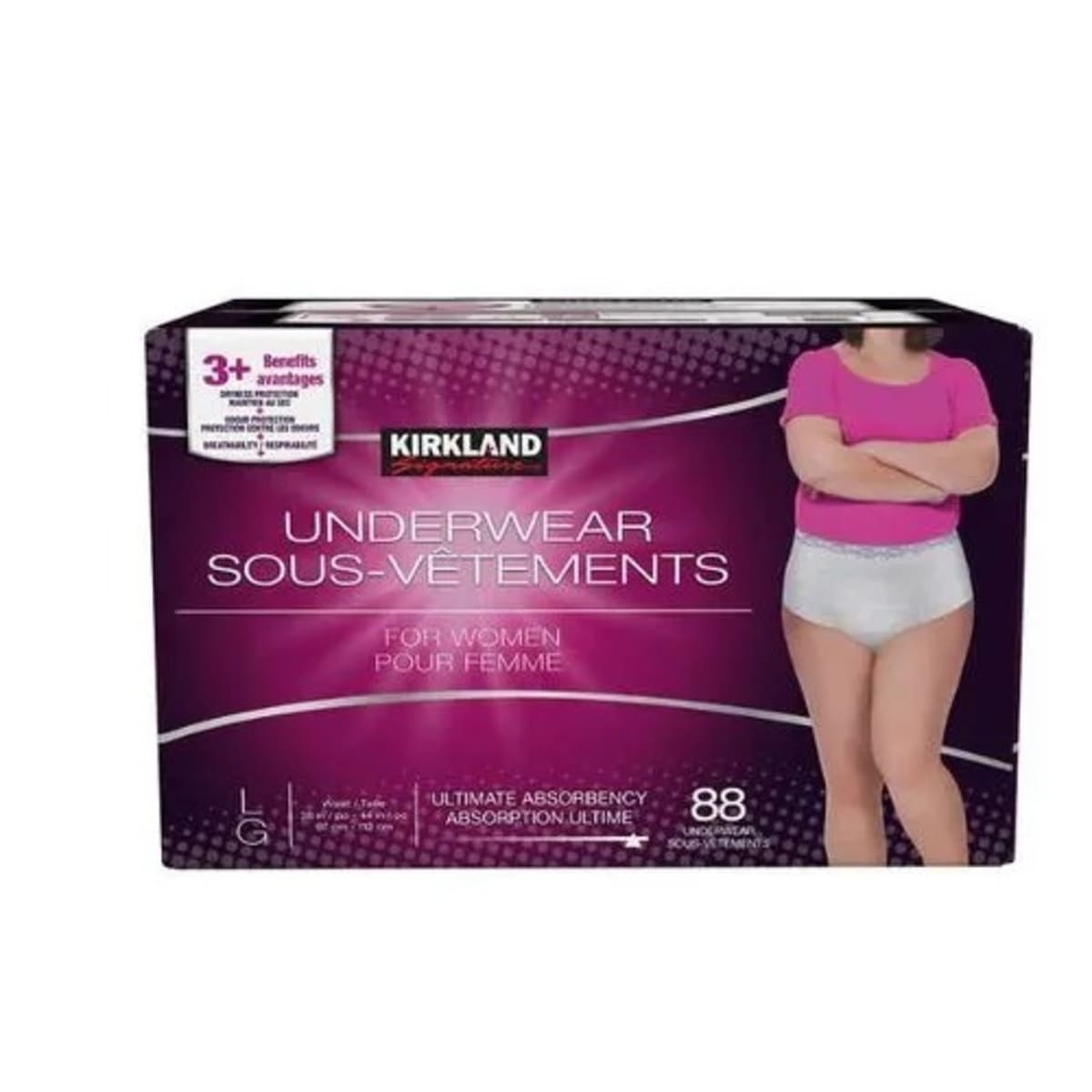 Kirkland Signature Adult Underwear Diapers For Women - Large - 88 Counts