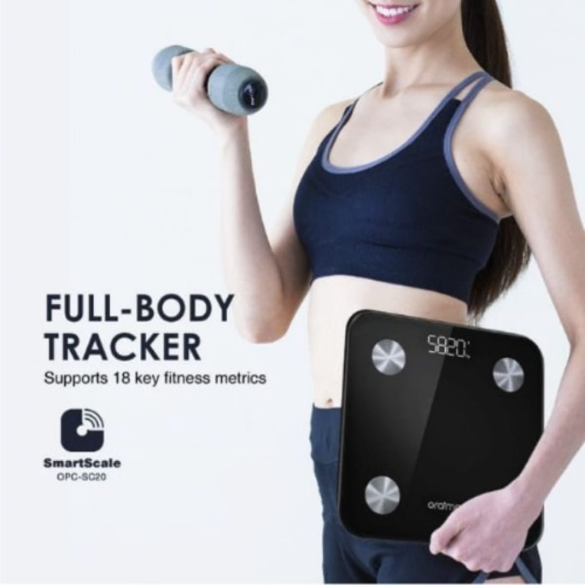 Oraimo Smartscale 18key Fitness Fat Mertic Tracker Scale- Black