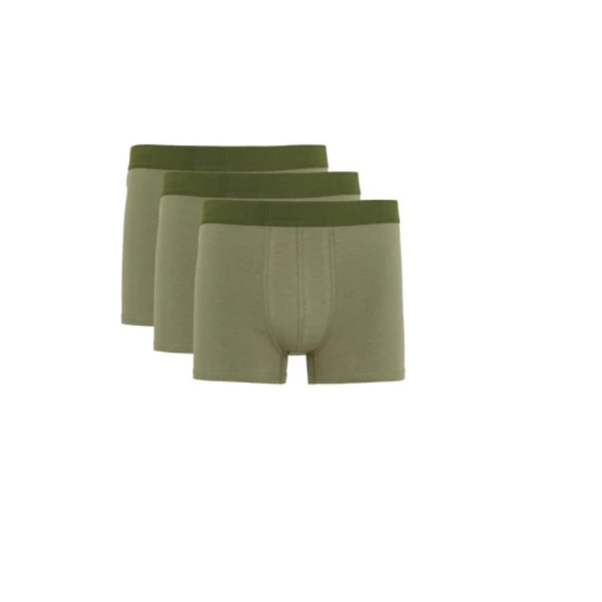 Regular Fit Knitted Underwear - 3 Pieces - Green