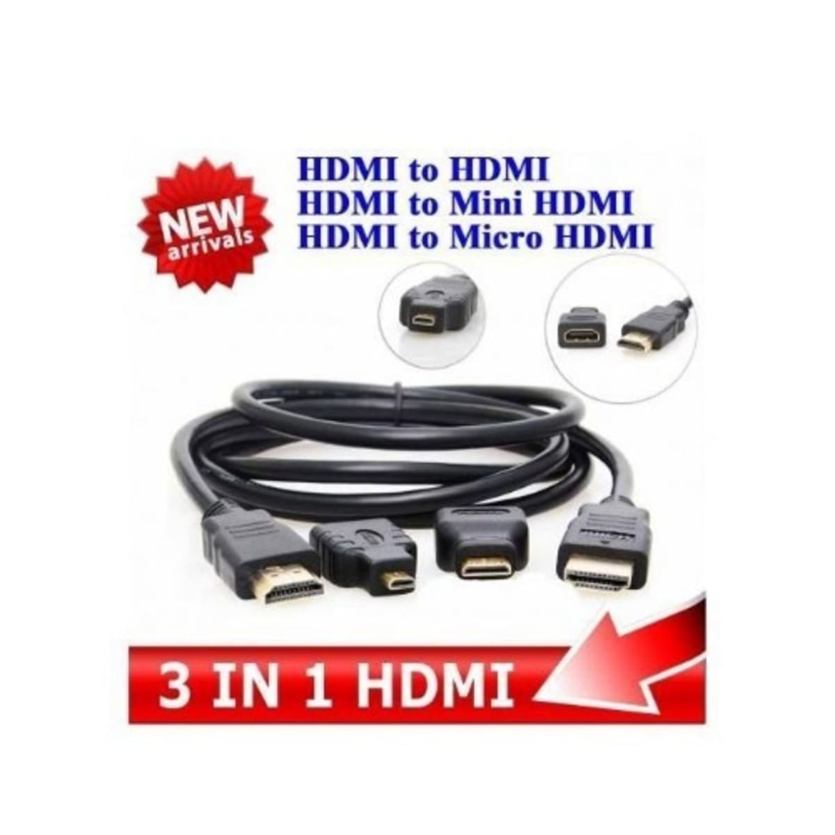 Quality 3 In 1 Hdmi To Hdmi Mini Hdmi Micro Hdmi Cable Konga