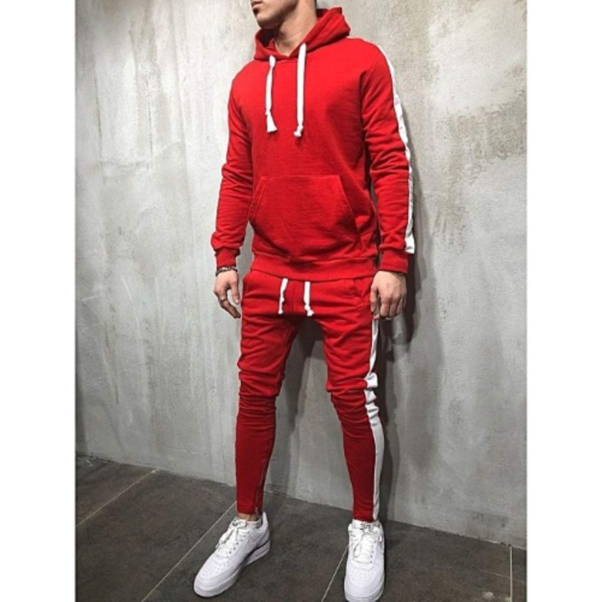Red stripe outlet hoodie