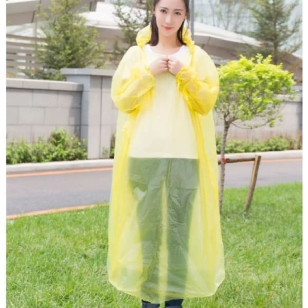 Unisex Transparent Pocket Rain Coat With Hood 3pcs Yellow Konga