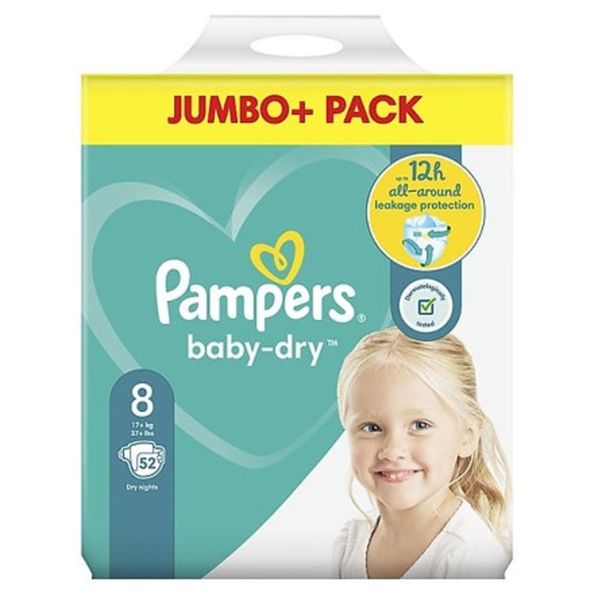 Pampers Baby-Dry Size 8 Nappies Jumbo Pack 52 Pack