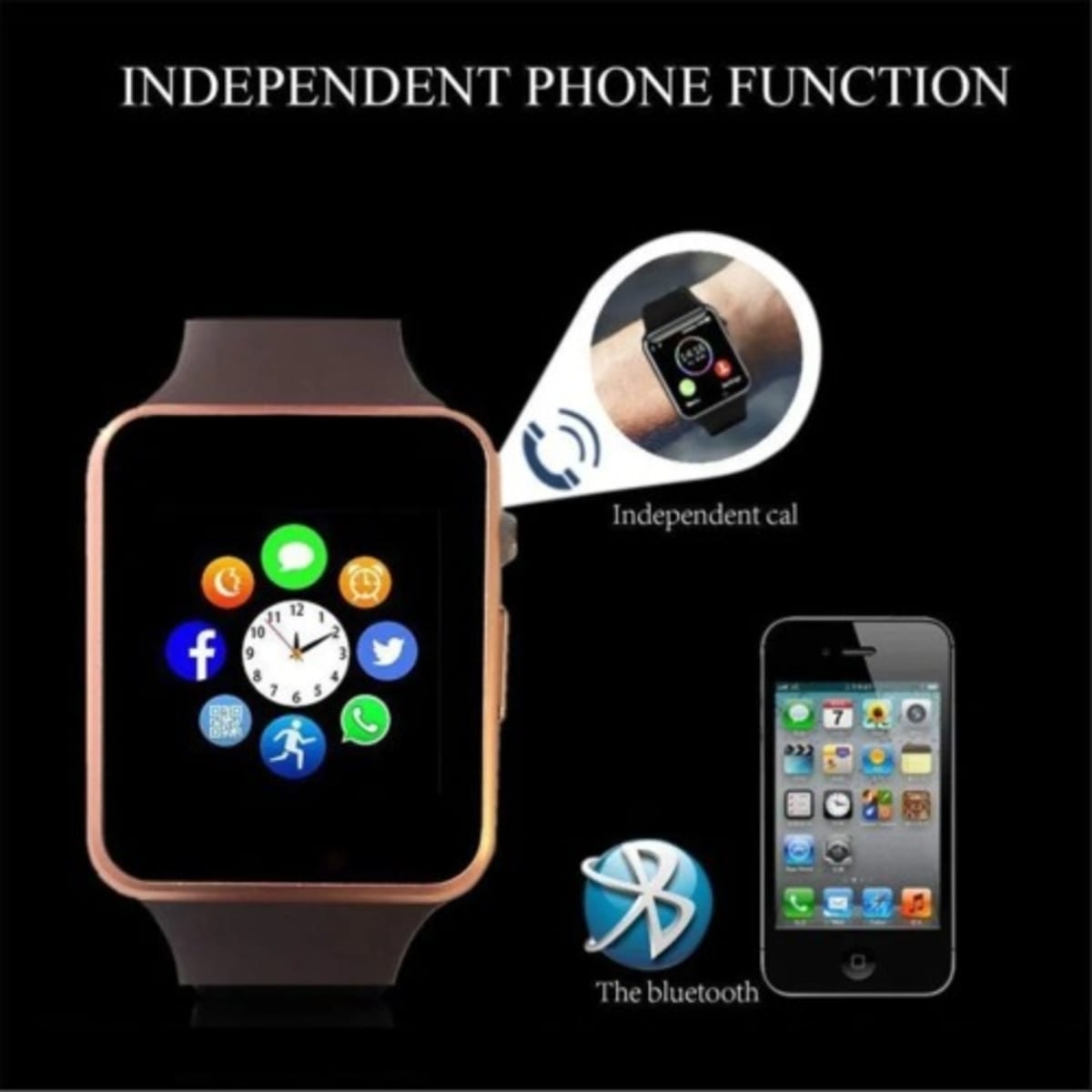 A1 Smart Watch For iPhone Android Brown Gold Konga Online