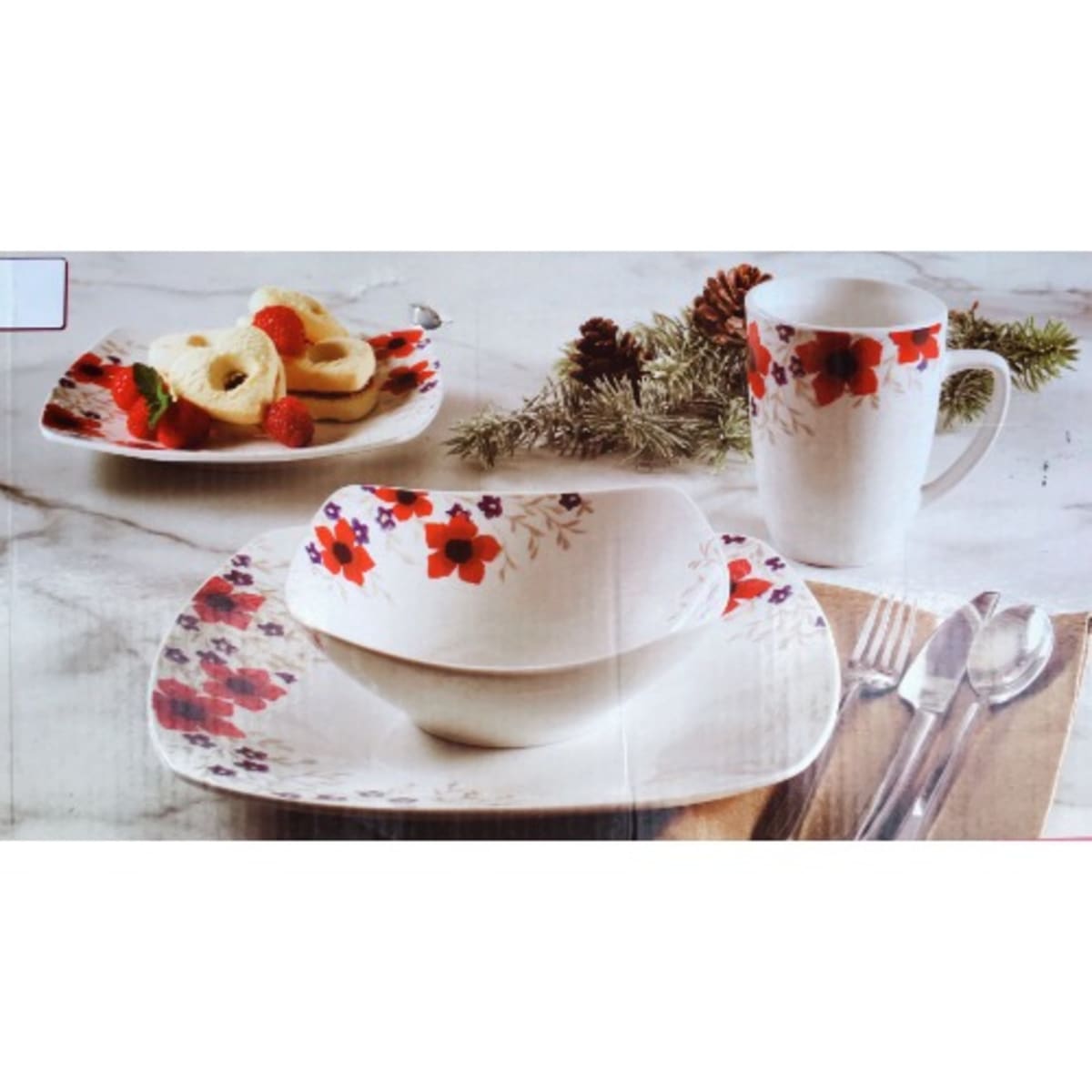 Gibson Motif Patriotic Blossoms Fine Ceramic Dinnerware Set